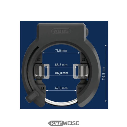 Schwarzes ABUS 6950M Granit XPlus Ringschloss mit Abmessungen, Fahrradschloss