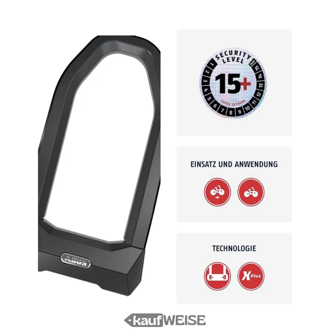 Schwarzes ABUS Granit Super Extreme 2500 Fahrradschloss mit XPlus Sicherheit