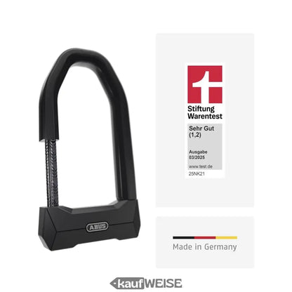 Schwarzes Fahrrad U-Lock mit texturiertem Innenschloss für extra Sicherheit