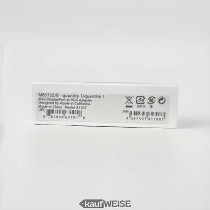 Weiße Pappschachtel für Apple Mini DisplayPort auf VGA Adapter A1307 Original