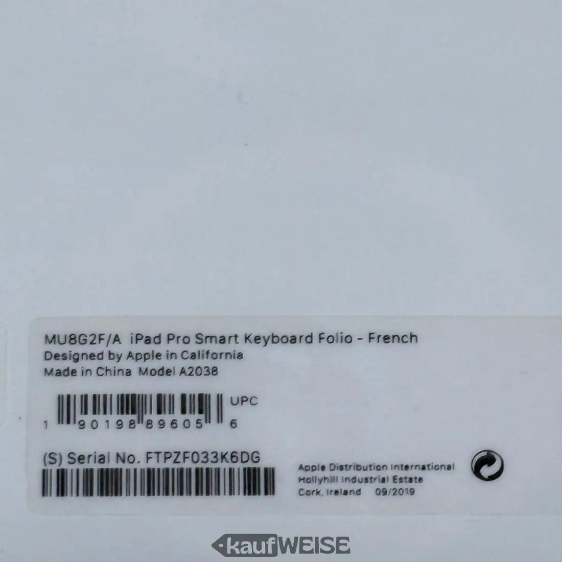 Apple Smart Keyboard Folio für iPad Pro 11 Zoll, französisches AZERTY-Layout, Modell A2038