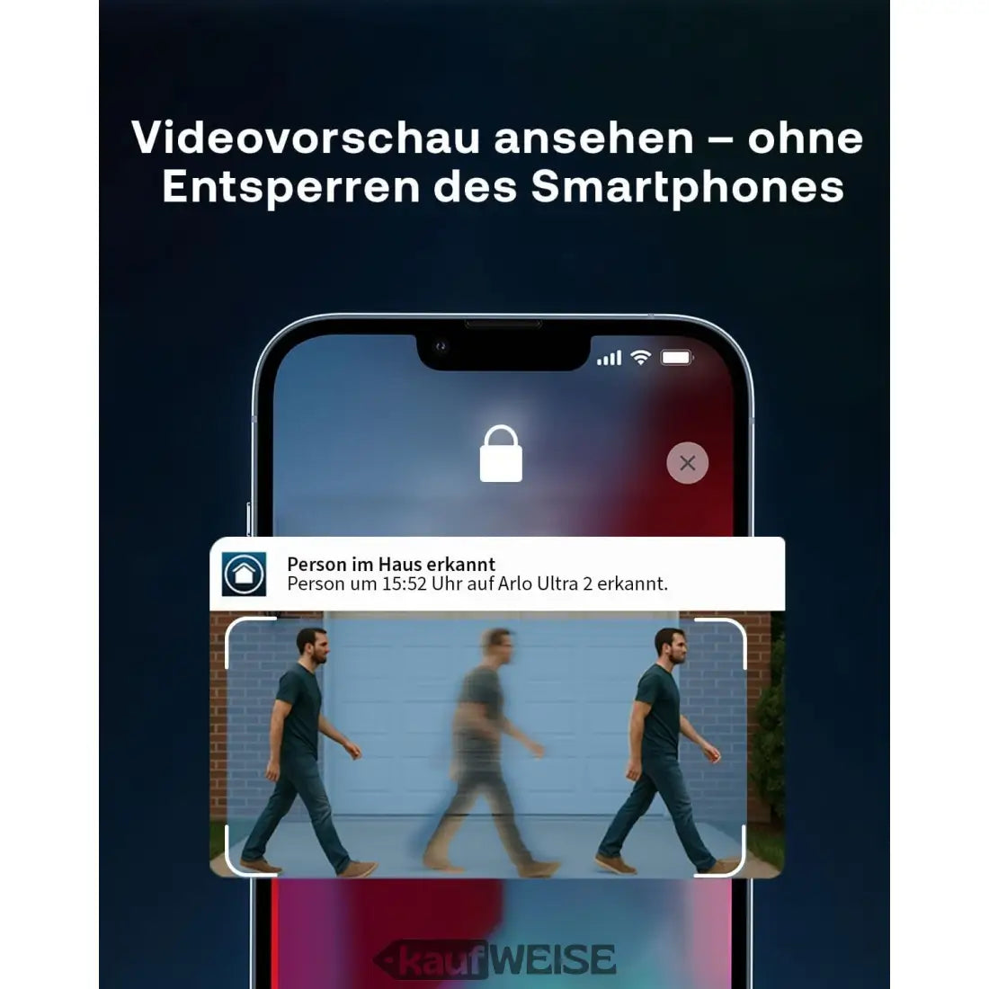 Arlo Ultra 2 4K Schwarz mit iPhone 12 Pro Max schwarz