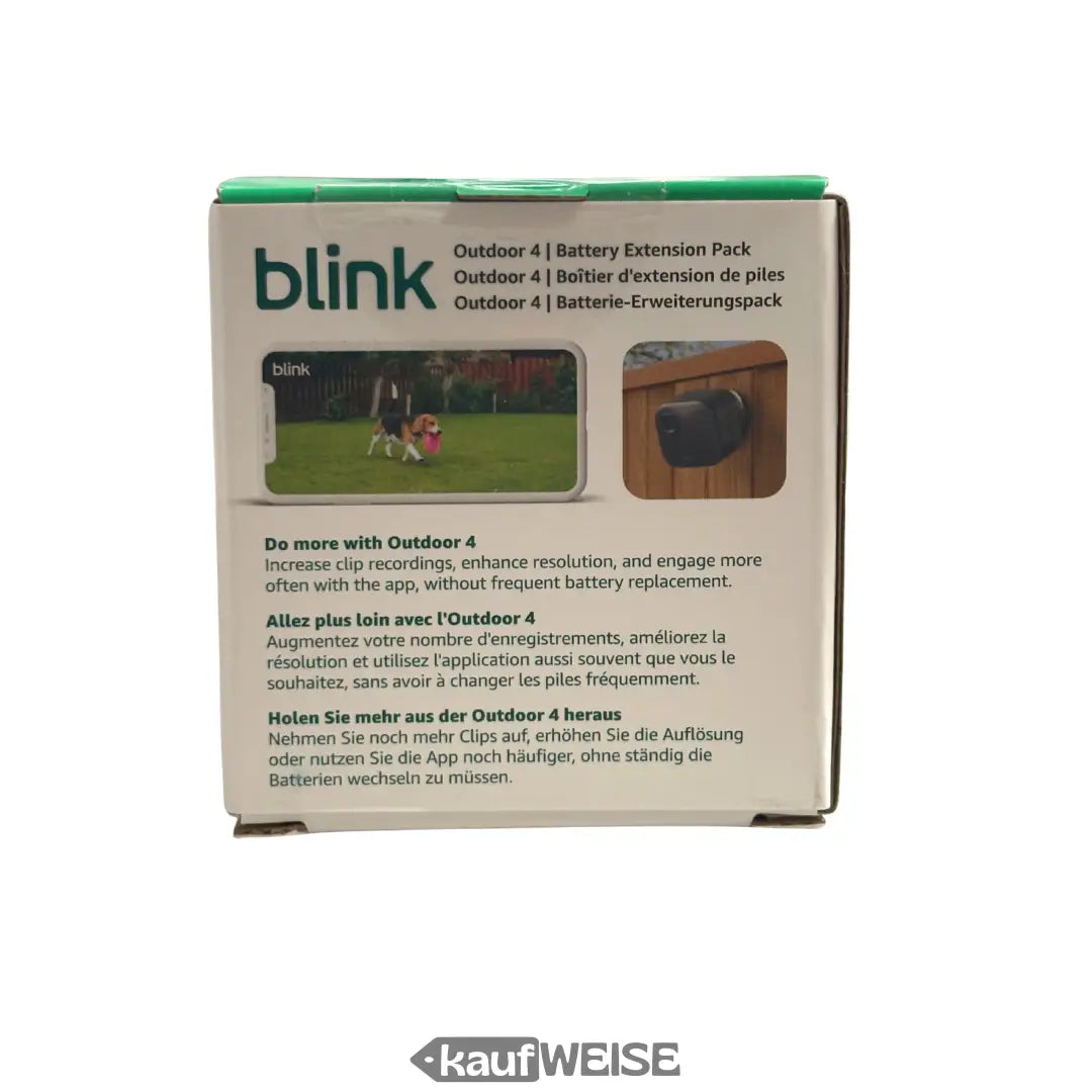 Blink Outdoor 4 Batterie Erweiterungspack Akku-Pack für 4 Jahre, weiß-grünes Verpackung