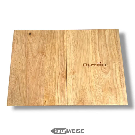 DutchDeluxes 3-in-1 teak cutting board (foldable) | Serving board & tablet holder | Made of solid teak