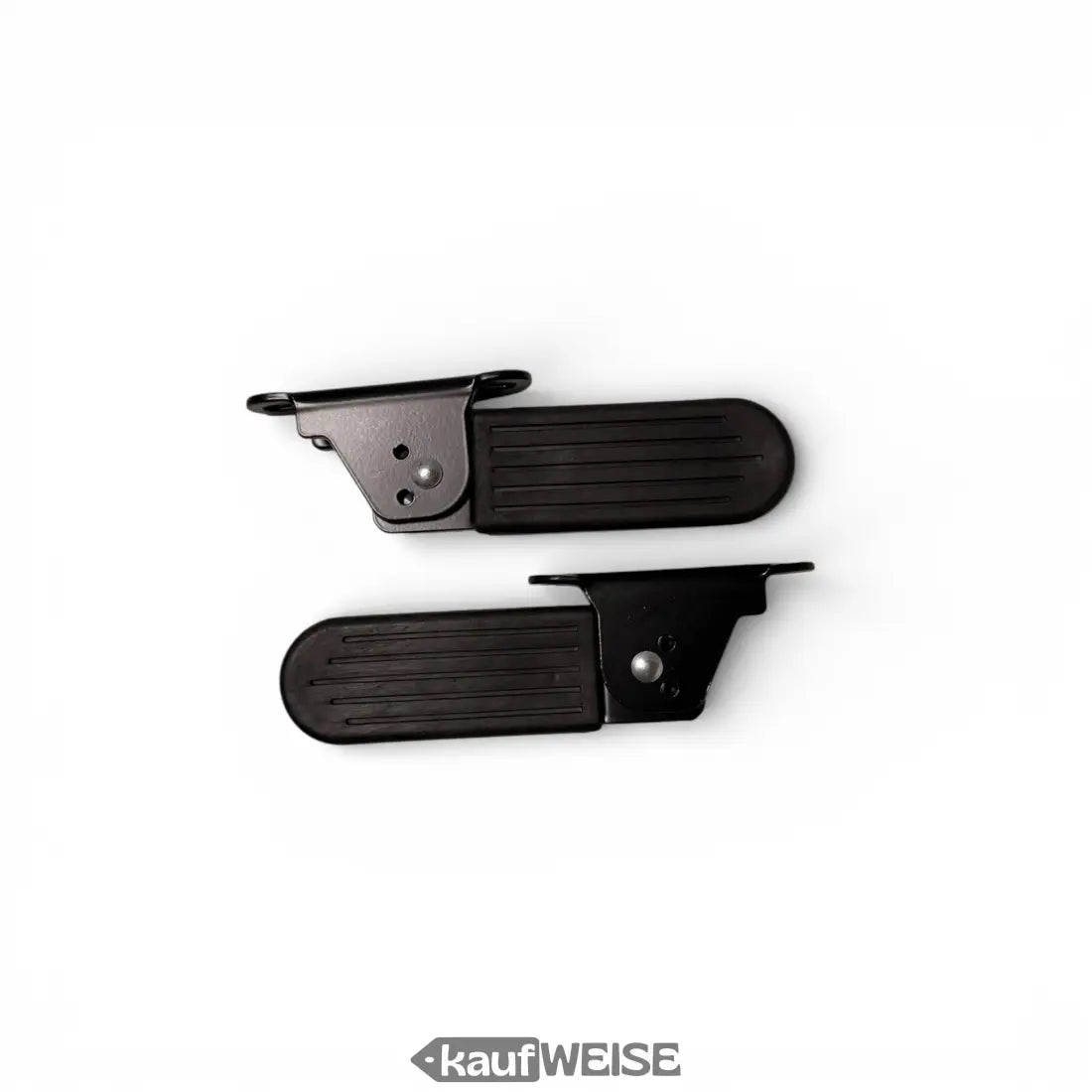 Schwarze klappbare Sozius-Fußrasten Volta GTS One, links und rechts, ribbed, mit Metallhalterung