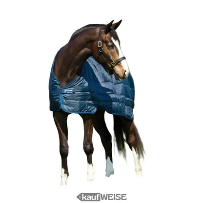 Blaue Steppendecke für Pferde mit Vordertasche und verstellbaren Gurten, Horseware Liner Unterdecke 100g Navy 155/206 cm
