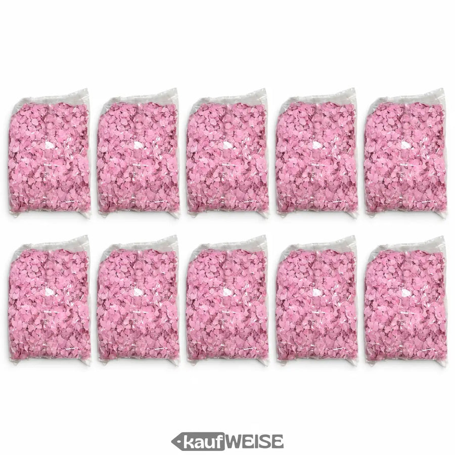 10 bags of pink paper confetti, 100 g each