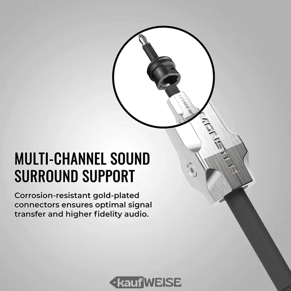 Monster M-Serie Toslink Kabel mit vergoldetem Stecker für beste Audioqualität