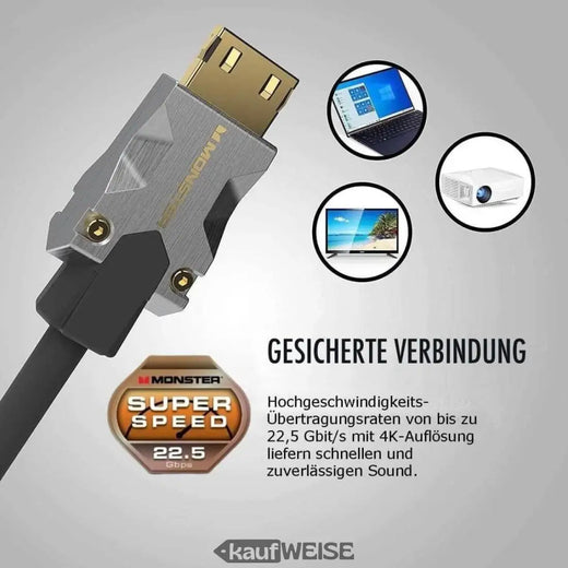 Monster M1000 Ultra HD HDMI Cable (3m) | 4K HDR10 | High-Speed ​​18 Gbps | V-Grip™ Connector