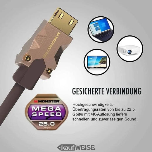 Monster M2000 HDMI cable 5m | 25Gbps Hyper Speed ​​| UHD 4K HDR10+ | V-Grip gold contacts