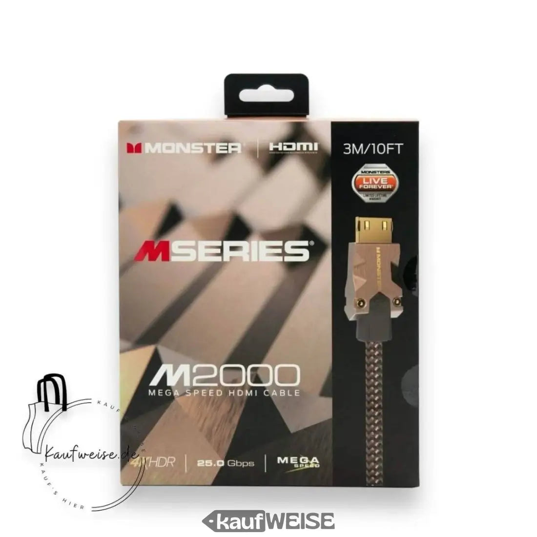 Monster M2000 HDMI-Kabel Verpackung für 4K HDR optimierte Bildqualität