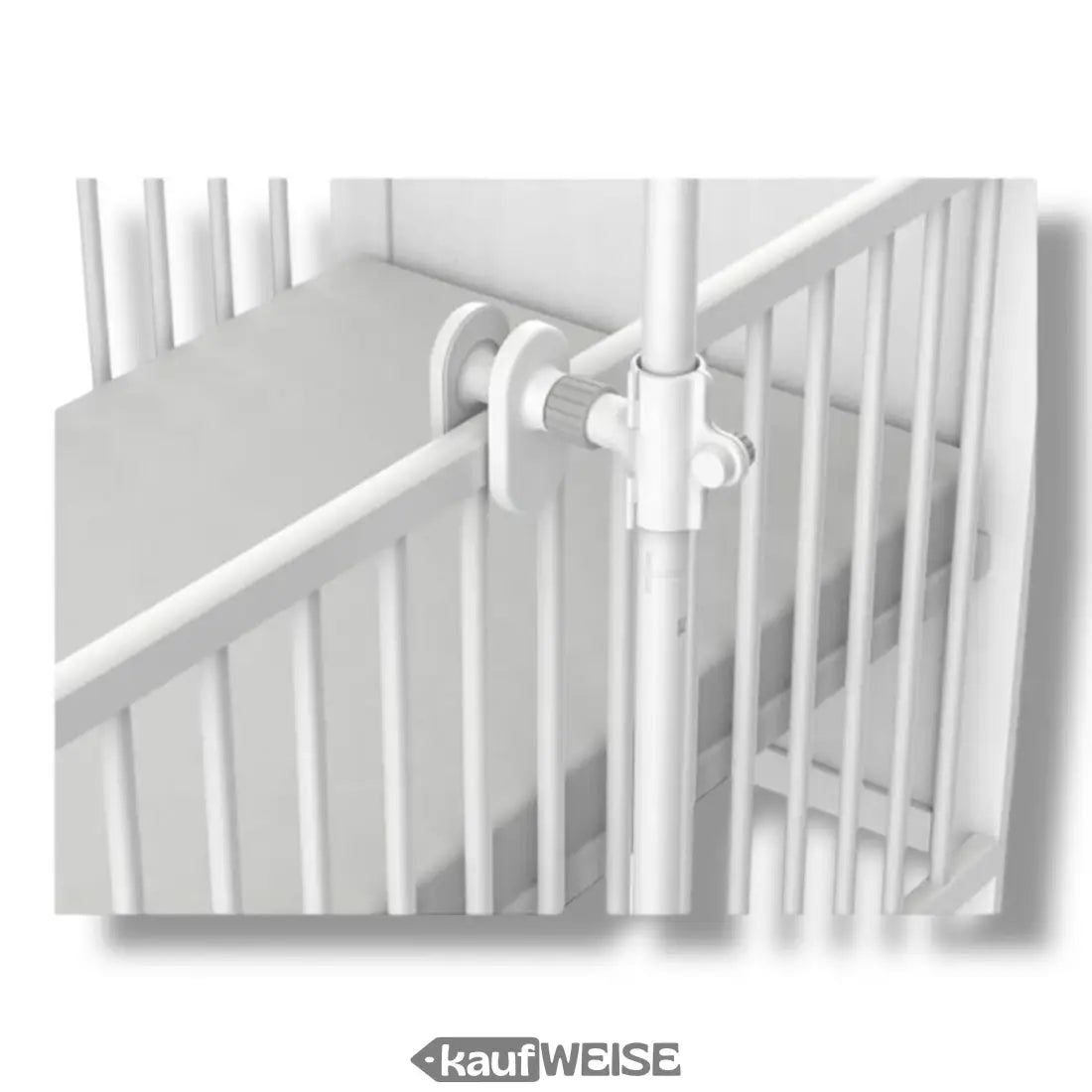 Weiße Babykrippe mit verstellbarem Mobilearm, passend für Motorola Baby VM65X