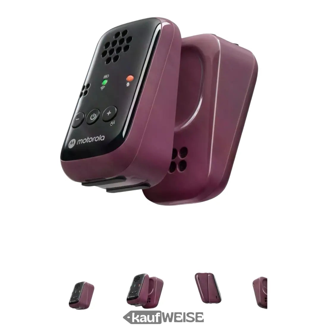 Maroon und schwarzer Babyphone Motorola PIP12 mit Tasche, HD Sound und USB-C