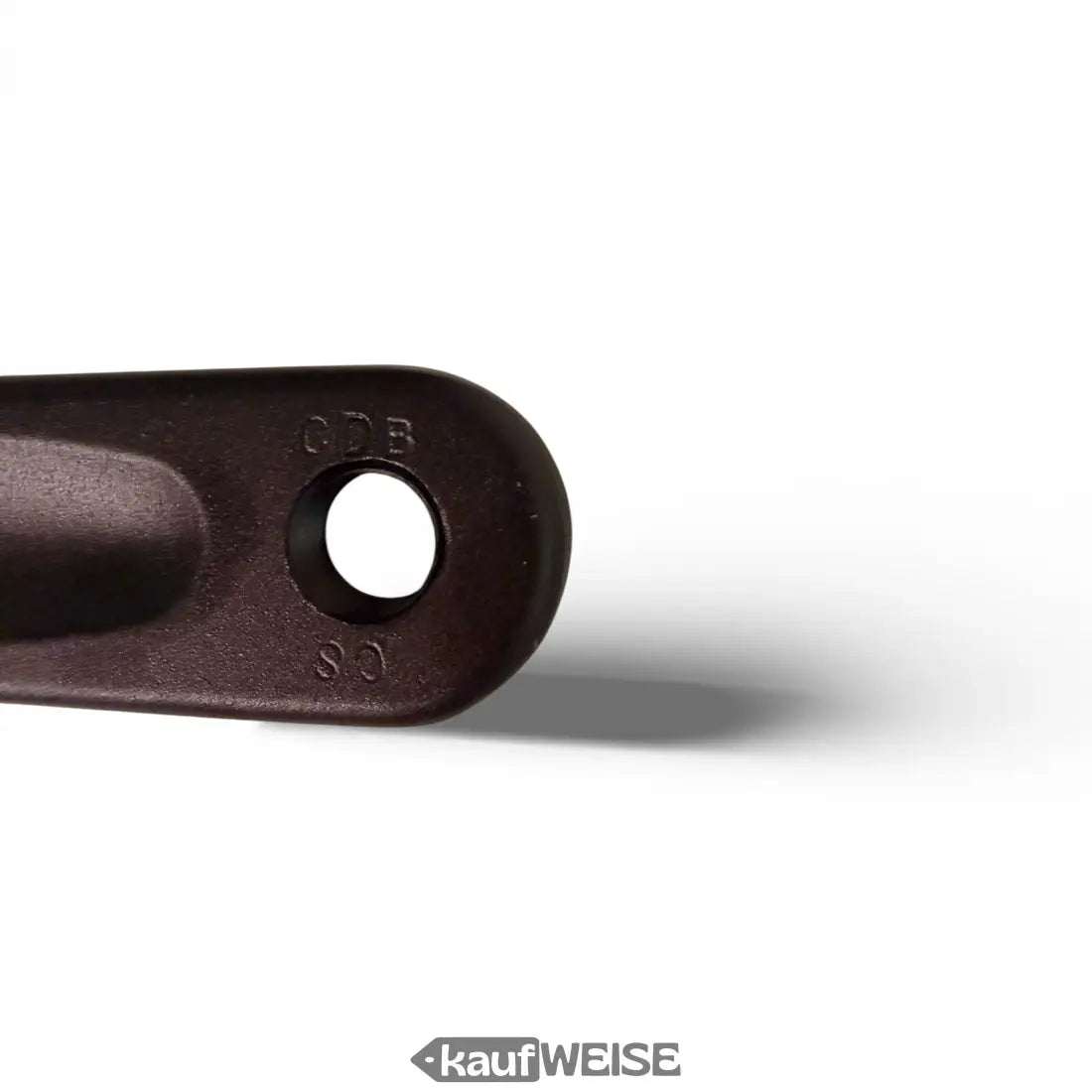 Schwarzer Prowheel Kurbelsatz mit dunklem Metallgriff, Loch und Gravur