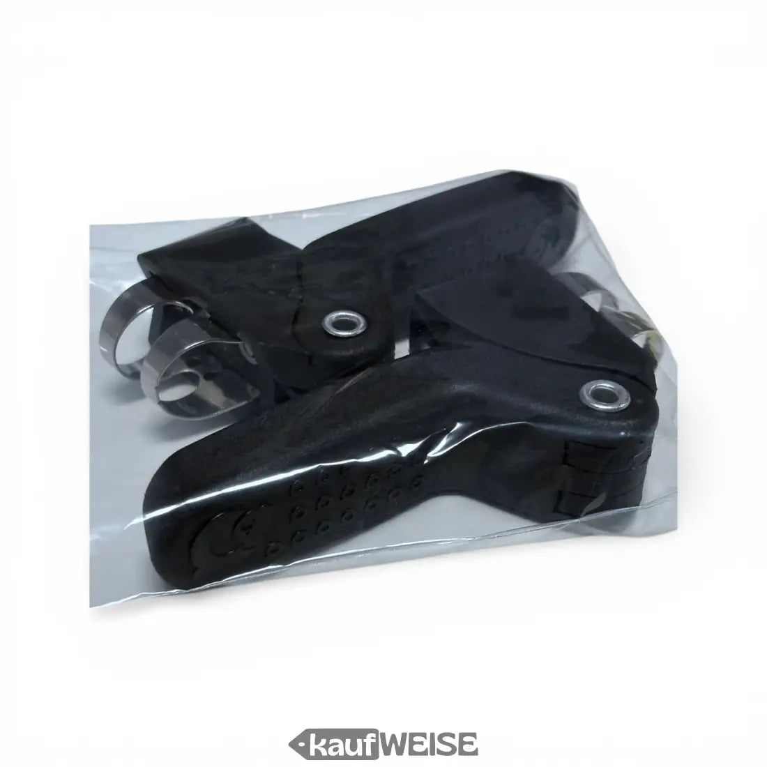 Schwarzer Qibbel Junior Klapp-Fußstützen-Set für 6+ Kindersitz in Klarsichtfolie