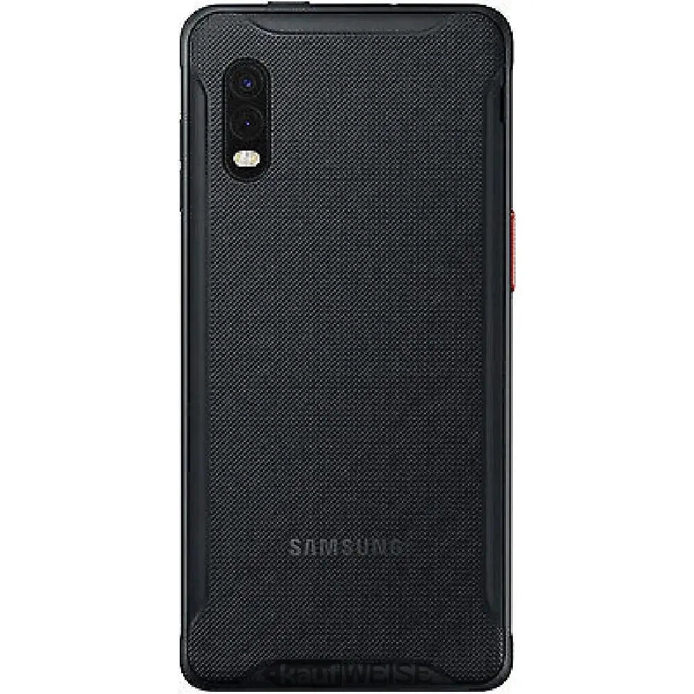 Samsung Galaxy XCover Pro 64GB mit A01-Hülle aus schwarzem Stoff und roten Akzenten