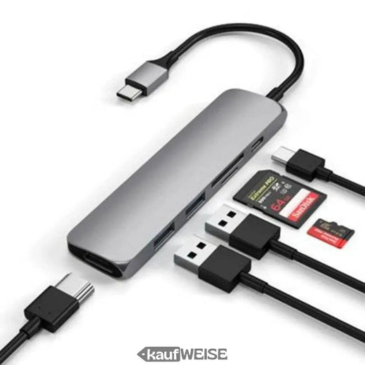 Satechi V2 Slim USB-C Multiport Adapter | 4K 60Hz HDMI & 60W PD | Space Gray