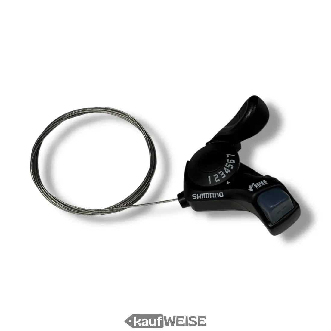 Schwarzer Shimano Tourney SL-TX30-7R Daumenschalthebel 7-Gang rechts mit Ganganzeige und Kabel