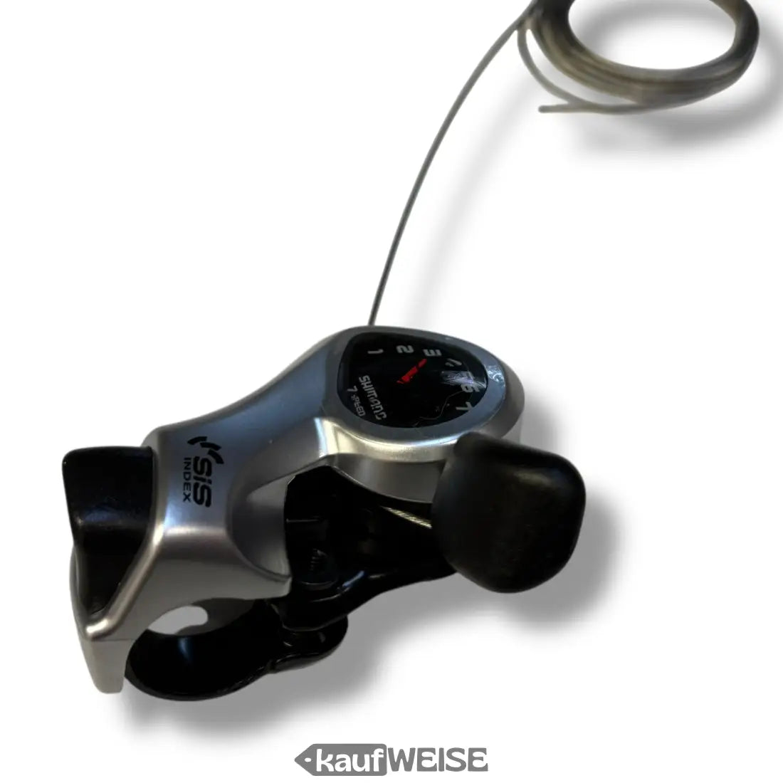 Silberner Shimano ST-RS505 Daumenschalthebel 7-Gang rechts mit Kabel und Ganganzeige