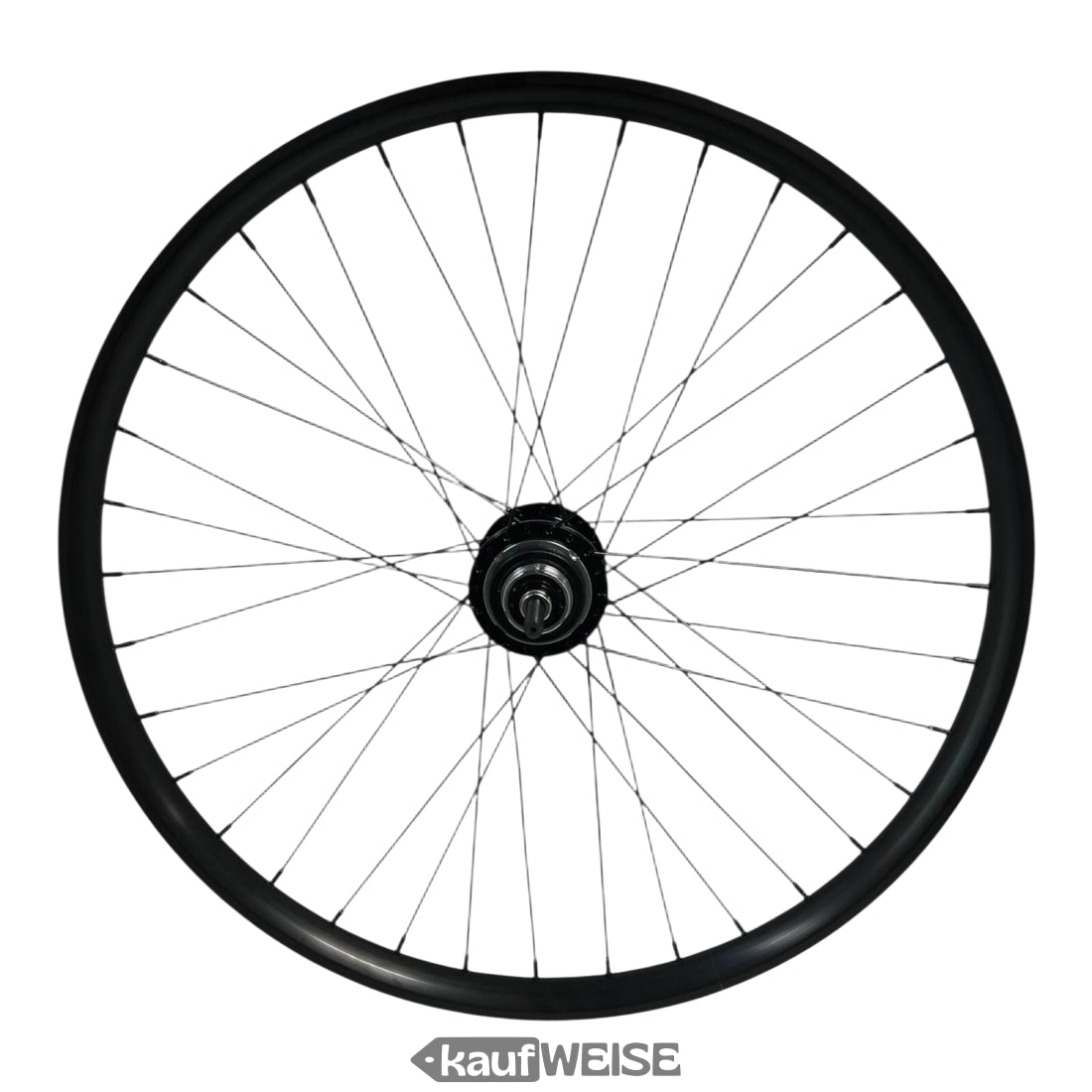 Schwarzes Fahrradrad mit Nabe und Speichen für Sturmey-Archer RS-RK3 3-Gang Nabenschaltung