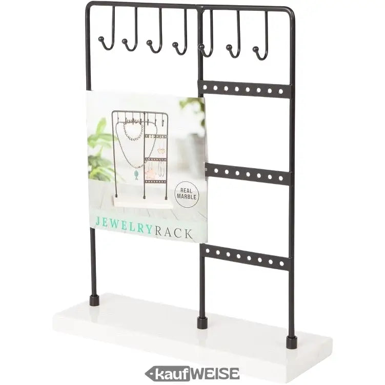 Schwarze Metall Schmuckständer Baum mit Marmorplatte für Kettenhalter