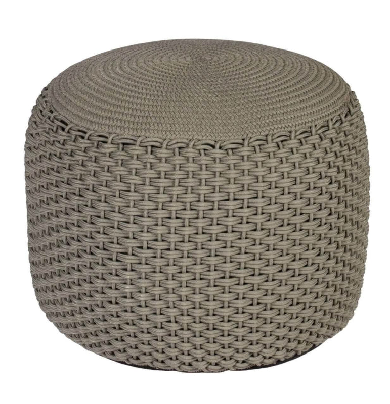 Woven cylindrical ottoman Weishäupl Pouf Hocker ideal for Indoor - Outdoor in Taupe 55cm